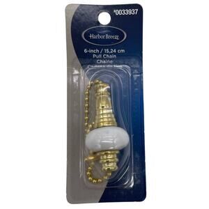 Elegant Polished Brass and White Porcelain Pull Chain Ornament - MPN 0033937